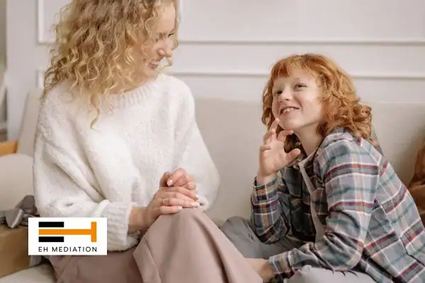 Happy mother and child after sorting child arrangements mediation Wandsworth